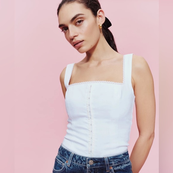 Reformation Tagliatelle Linen Top - white - Picture 1 of 7